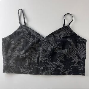 Universal Thread Linen Blend Crop Top Black Floral Smocked Back Boho